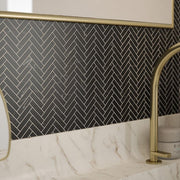 Midnight Herringbone Black 10 in. x 10.75 in. Polished Nero Marquina Marble Wall/Floor Mosaic Tile (0.746 sq. ft./Each)