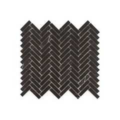 Midnight Herringbone Black 10 in. x 10.75 in. Polished Nero Marquina Marble Wall/Floor Mosaic Tile (0.746 sq. ft./Each)