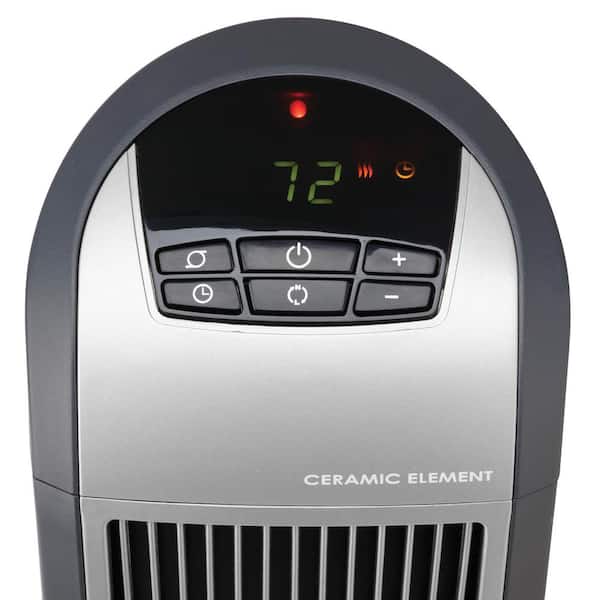 Comfort Zone 1500-Watt 10 In. Electric Fan-Forced Oscillating Ceramic Desktop Space Heater With Remote Control In Silver Ht1128a Slv