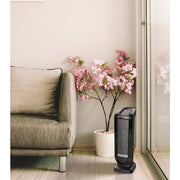 1500W 22 in. Black Electric Tower Oscillating Ceramic Space Heater with Digital Display, Timer and Remote Control