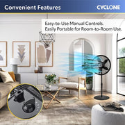 18 in. 3 Speed Oscillating Pedestal Fan with Adjustable Height, Easy Assembly, and Quiet Cooling for Any Room in Black