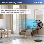 18 in. 3 Speed Oscillating Pedestal Fan with Adjustable Height, Easy Assembly, and Quiet Cooling for Any Room in Black