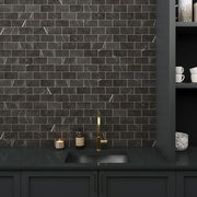 Restore Black Marble 12 in. x 12 in. Glazed Ceramic Brick Joint Mosaic Tile (0.83 sq. ft./Each)