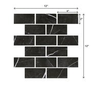 Restore Black Marble 12 in. x 12 in. Glazed Ceramic Brick Joint Mosaic Tile (0.83 sq. ft./Each)