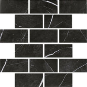 Restore Black Marble 12 in. x 12 in. Glazed Ceramic Brick Joint Mosaic Tile (0.83 sq. ft./Each)
