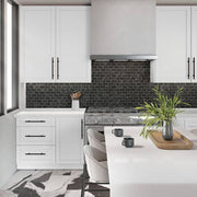 Restore Black Marble 12 in. x 12 in. Glazed Ceramic Brick Joint Mosaic Tile (0.83 sq. ft./Each)