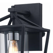1-Light Black and Brushed Nickel Outdoor Wall Light Fixture with Clear Glass