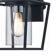1-Light Black and Brushed Nickel Outdoor Wall Light Fixture with Clear Glass