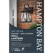 Drackert 13 in. 1-Light Flat Black Hardwired Outdoor Wall Light Lantern Sconce with Seedy Glass, No Bulb Included