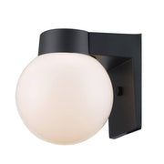 7 in. Black Outdoor Hardwired Wall Lantern Sconce with White Glass