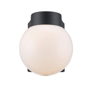 7 in. Black Outdoor Hardwired Wall Lantern Sconce with White Glass