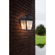 Malena 7.83 in. 1-Light Black Hardwired Outdoor Wall Light Lantern Sconce Light with Clear Seeded Glass