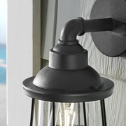 13.48 in. 1-Light Black Hardwired Nautical Outdoor Wall Light Lantern Sconce with No Bulb Included