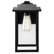 1-Light 12 in. Black Hardwired Transitional Outdoor Wall Light Lantern Porch Sconce with Clear Glass