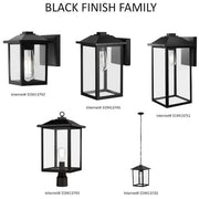 1-Light 12 in. Black Hardwired Transitional Outdoor Wall Light Lantern Porch Sconce with Clear Glass