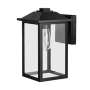 1-Light 12 in. Black Hardwired Transitional Outdoor Wall Light Lantern Porch Sconce with Clear Glass