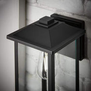 1-Light 12 in. Black Hardwired Transitional Outdoor Wall Light Lantern Porch Sconce with Clear Glass