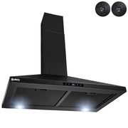 30 in. Convertible Black Painted Stainless Steel Wall Mount Range Hood with LED Lights, Touch Control and Carbon Filters