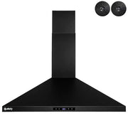 30 in. Convertible Black Painted Stainless Steel Wall Mount Range Hood with LED Lights, Touch Control and Carbon Filters