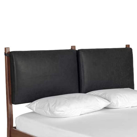 Truro Queen Bed Headboard Cushion Set in Onyx Black