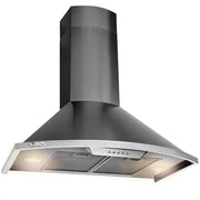 30 in. 343 CFM Convertible Wall Mount Range Hood with Push Button and LED Lights in Black Stainless Steel
