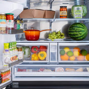 36 in. 3-Door French Door Refrigerator w/ Ice and Water Dispenser in Black Stainless Steel and Champagne Bronze Handles