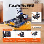15 in. x 15 in. Pro Heat Press Machine 5 in 1 Combo 360 Swing Away Digital Sublimation Vinyl Transfer Printer, Blue
