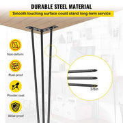 Hairpin Table Legs 36 in. Black Set of 4 Desk Legs Each 220 lbs. Load Capacity Heavy-Duty Furniture Legs for Bench Desk