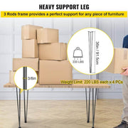 Hairpin Table Legs 36 in. Black Set of 4 Desk Legs Each 220 lbs. Load Capacity Heavy-Duty Furniture Legs for Bench Desk