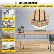 Hairpin Table Legs 36 in. Black Set of 4 Desk Legs Each 220 lbs. Load Capacity Heavy-Duty Furniture Legs for Bench Desk