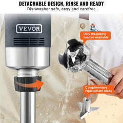 Commercial Immersion Blender 500-Watt Black Hand Mixer Variable Speed Stick Mixer Multi-Purpose Portable Mixer