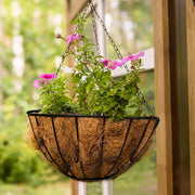 14 in. Dia Black Metal Growers Hanging Basket with Coco Liner
