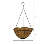 14 in. Dia Black Metal Growers Hanging Basket with Coco Liner