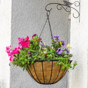 14 in. Dia Black Metal Growers Hanging Basket with Coco Liner