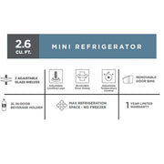 2.6 Cu. Ft. Mini Refrigerator in Black, ENERGY STAR