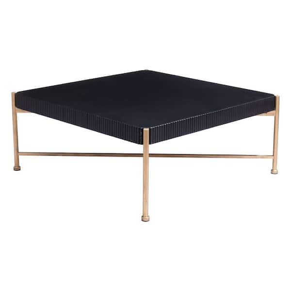 Nazaire 41.1 in. Black Square Fir Wood Coffee Table - Thumbnail 5