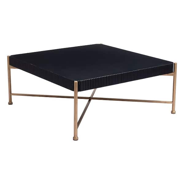 Nazaire 41.1 in. Black Square Fir Wood Coffee Table - Thumbnail 3