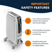 1500-Watt 5120 BTU Electric Oil Filled Radiator Space Heater Quiet Full Room Comfort