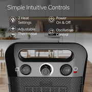MyHeat Go 1500-Watt 12 in. Black Electric Tabletop Ceramic Space Heater with Overheat Protection & Adjustable Thermostat