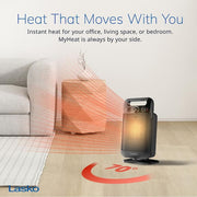 MyHeat Go 1500-Watt 12 in. Black Electric Tabletop Ceramic Space Heater with Overheat Protection & Adjustable Thermostat