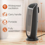 1500-Watt 23 in. Electric Oscillating Ceramic Tower Space Heater with Timer and Remote Control