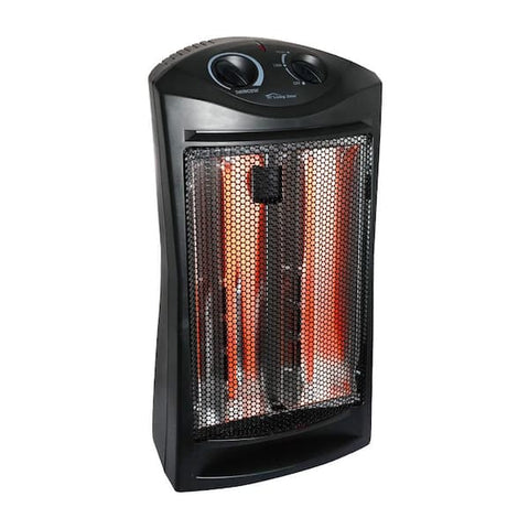 1500-Watt Black Electric Tower Quartz Infrared Space Heater with Thermostat