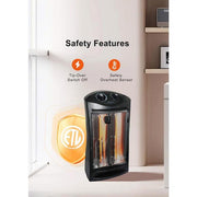 1500-Watt Black Electric Tower Quartz Infrared Space Heater with Thermostat