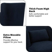 Blue Teddy Fabric Upholstered 360° Swivel Accent Barrel Chair with Metal Base (Set of 1)