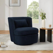 Blue Teddy Fabric Upholstered 360° Swivel Accent Barrel Chair with Metal Base (Set of 1)