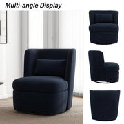 Blue Teddy Fabric Upholstered 360° Swivel Accent Barrel Chair with Metal Base (Set of 1)
