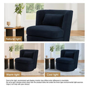 Blue Teddy Fabric Upholstered 360° Swivel Accent Barrel Chair with Metal Base (Set of 1)