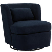 Blue Teddy Fabric Upholstered 360° Swivel Accent Barrel Chair with Metal Base (Set of 1)