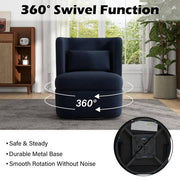 Blue Teddy Fabric Upholstered 360° Swivel Accent Barrel Chair with Metal Base (Set of 1)
