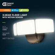 1000/3000/5000 Lumen Select Integrated LED Selectable 5CCT Bronze Dusk to Dawn or Motion Sensing Flood Light